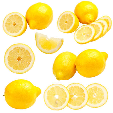 Lemons set isolated on a white background の写真素材