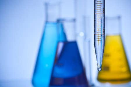 Science research concept macro with pipette and tubes の写真素材