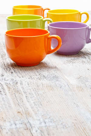 Group of color tea or coffee cupsの写真素材