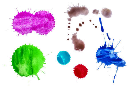 Splashes of paints, on a white background. の写真素材
