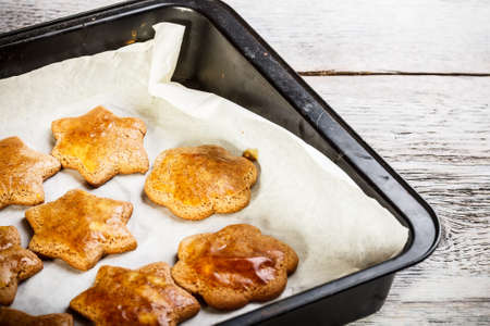 Christmas cookies in the oven plate