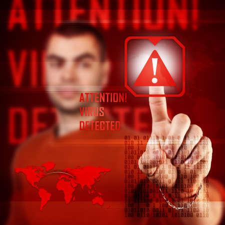 Cyber attack detected on digital interfaceの写真素材