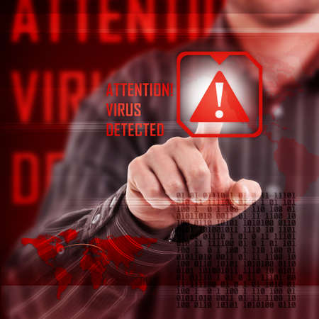 Virus alert in digital interfaceの写真素材