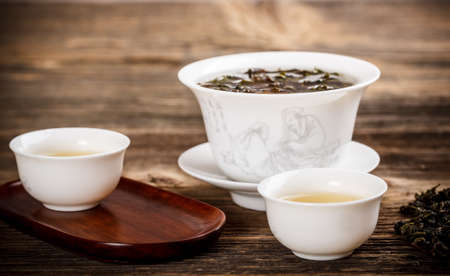 Chinese lidded bowl named gaiwanの写真素材