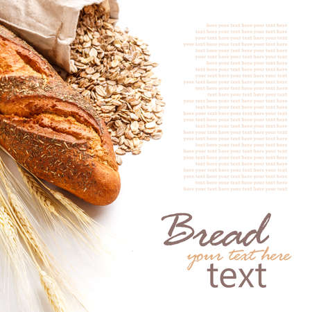 Bread from rye and wheat flour on whiteの写真素材