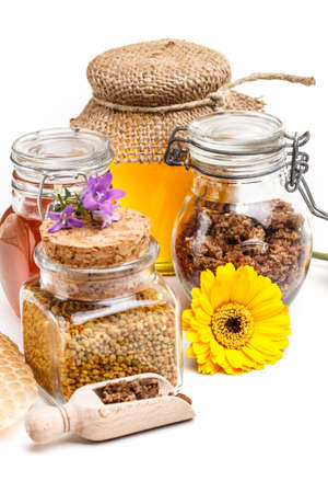 Composition of honey, pollen and propolisの写真素材
