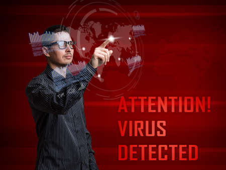 Cyber attack detected on digital interfaceの写真素材