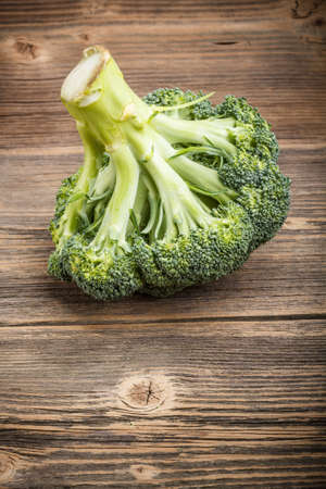 Fresh broccoli on rustic wooden backgroundの写真素材