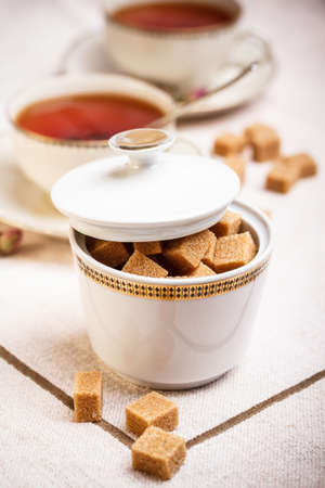 Porcelain sugar bowl from an old vintage tea setの写真素材