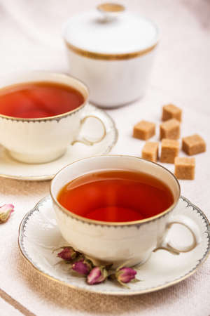 Cup of tea on the table の写真素材