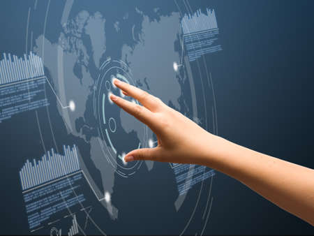 Woman hand touching digital interface 