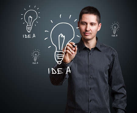 Idea concept, young businessman has an idea