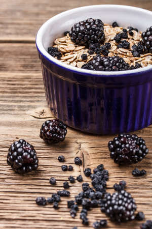 Delicious and healthy wholegrain muesli breakfastの写真素材