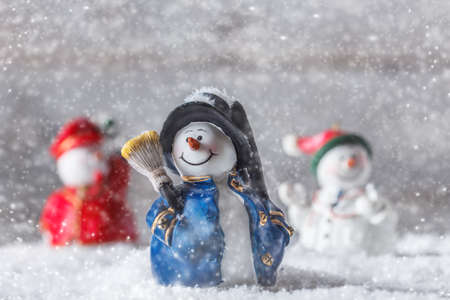 Christmas figurine, Chimney sweep snowmanの写真素材