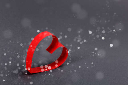 Valentine's Day concept, red paper heartの写真素材