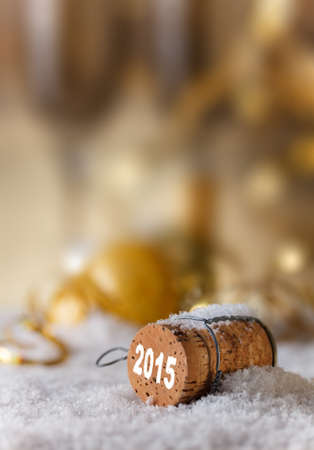 New Year's concept, Champagne cork new year's 2015の写真素材