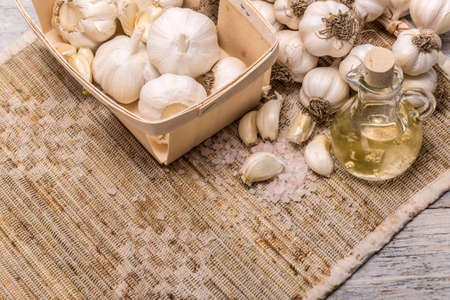 Garlic concept with space for your textの写真素材