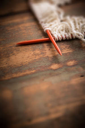 Knitting and red knitting needle