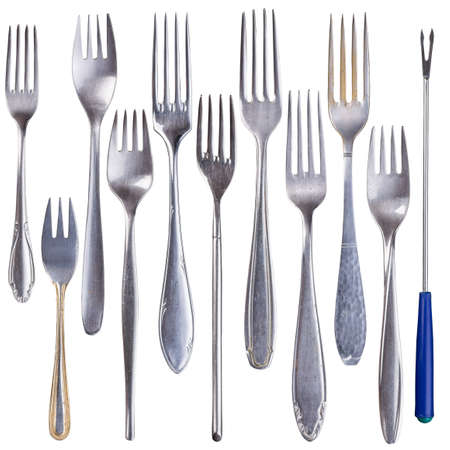 Set of forks isolated on white backgroundの写真素材