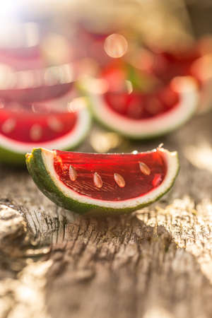 Strawberry jello served in lime shells