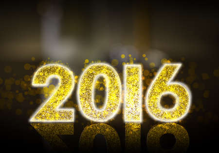 Happy New Year 2016, golden sparkling figure