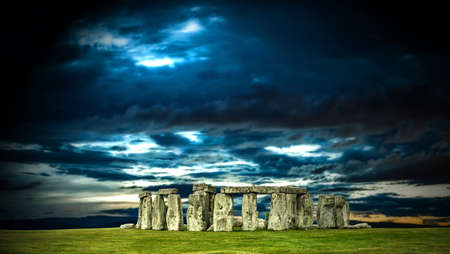 Stonehenge with cloudy sky, England. UKの写真素材