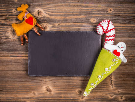 Christmas symbols with their own hands, space for your textの写真素材