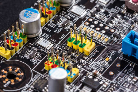 Close-up of electronic circuit board with processor