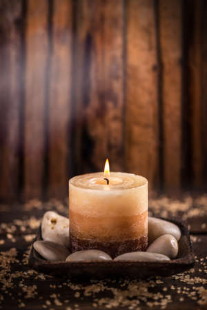 Burning candle for aromatherapy sessionの写真素材