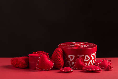 Valentine's day concept with box and felt hearts