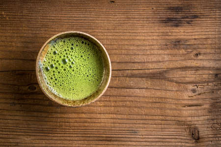 Healthy green tea, matcha tea in bowl