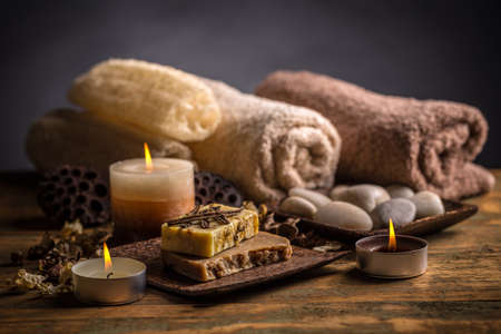 Spa concept of handmade soap barsの写真素材