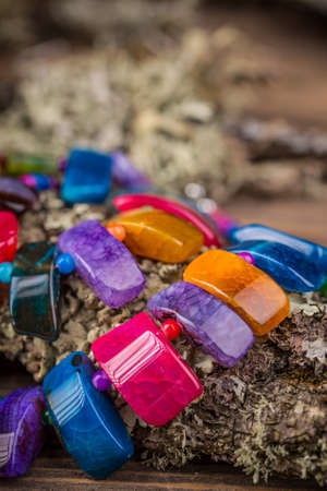 Necklace from colorful natural gemstonesの写真素材