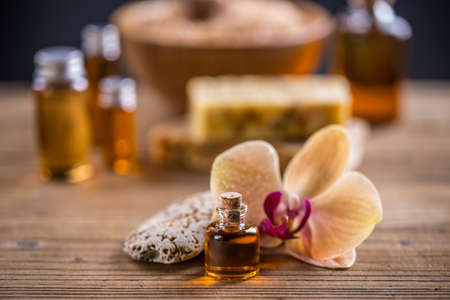 Health spa with massage oilの写真素材