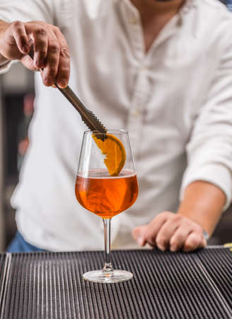 Barman at work, preparing cocktailsの写真素材