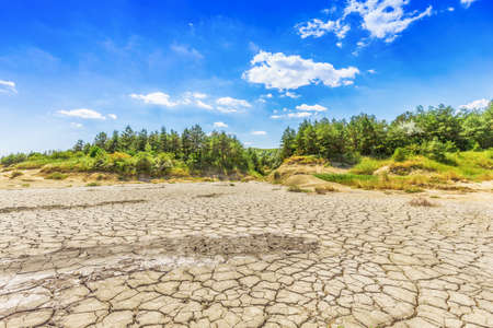 Lake bed drying up due to droughtの写真素材