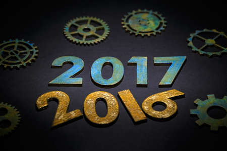 Symbol from number 2017 on old retro vintage style. New Year concept
