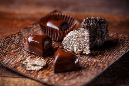 Homemade healthy heart shaped chocolate truffles