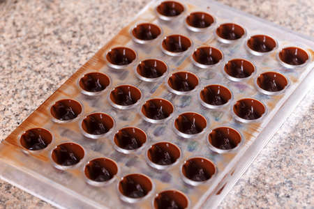 Homemade chocolate in form, make pralineの写真素材