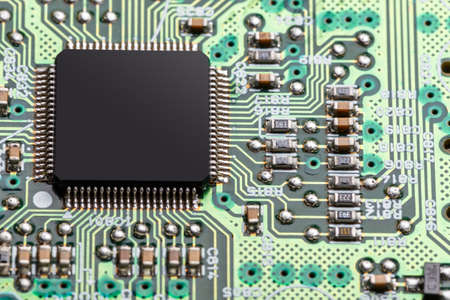Concept of technology and future, microchip interconnected