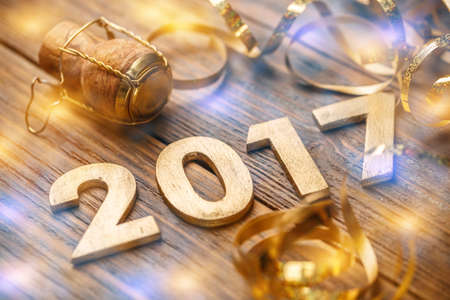 2017 year number on vintage wooden background