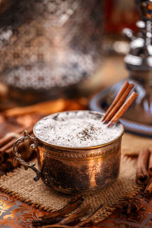 Indian spicy chai tea latteの写真素材