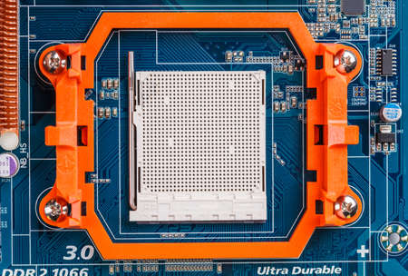 Technology background with computer processors CPU concept blue circuit board background