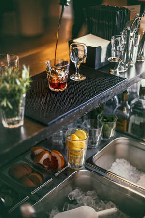 Set of bar accessories and ingredients for making a cocktailsの写真素材