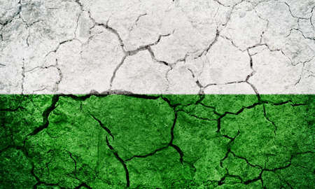 Styria, Austrian state flag on dry earth ground texture backgroundの写真素材