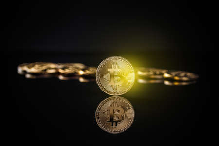 Business background from virtual currency bitcoinの写真素材
