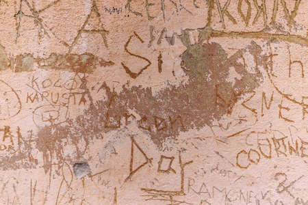 Old dirty plaster wall backgroundの写真素材