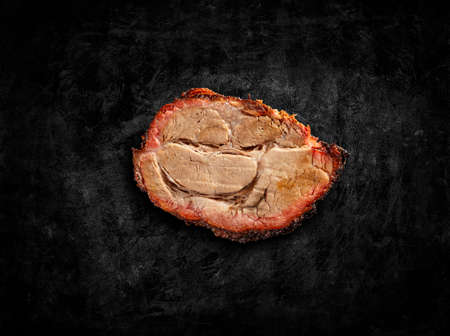 Spare rib on black backgroundの写真素材