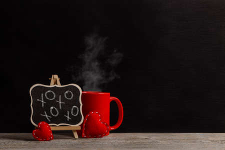 Love, coffee and romance concept, kiss and hugの写真素材