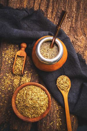 Still life with traditional yerba mate tea popular in latin america.